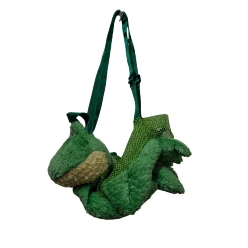 Silly Sacs by Stephen Joseph Frog Plush Backpack Green Mesh 2006 Stuffed Animal